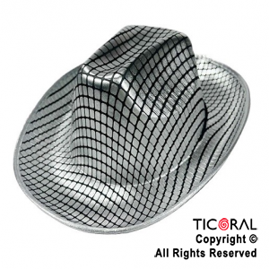 SOMBRERO COWBOY DISCO METALIZADO PLATA x 1